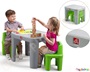 Σετ Παιδικό Τραπεζάκι Παιχνιδιού γκρι, με 2 Καρέκλες πράσινες που αποθηκεύονται εύκολα, από την Step2.