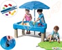 Τραπέζι Παιχνίδι Άμμου και Νερού με Κάλυμα της Step2, και ομπρέλα, σε μπλε χρώμα. Διαθέτει 6 αξεσουάρ παιχνιδιού.