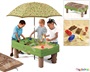 Τραπέζι άμμου-νερού, Natural με ομπρέλα της Step2, με ανάγλυφους δρόμους στο καπάκι και πολλά αξεσουάρ.