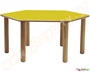 Ξύλινο παιδικό τραπέζι εξάγωνο, σε πράσινο χρώμα, πιστοποιημένο για χρήση σε χώρους με παιδιά.