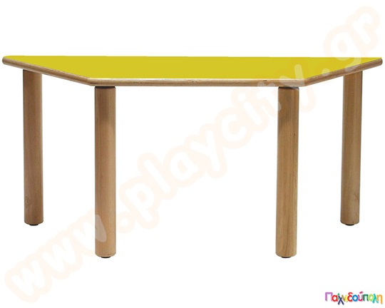 Ξύλινο παιδικό τραπέζι τραπέζιο, σε πράσινο χρώμα, πιστοποιημένο για χρήση σε χώρους με παιδιά.