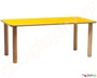 Ξύλινο παιδικό τραπέζι παραλληλόγραμμο, σε κίτρινο χρώμα, πιστοποιημένο για χρήση σε χώρους με παιδιά.