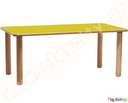 Ξύλινο παιδικό τραπέζι παραλληλόγραμμο, σε πράσινο χρώμα, πιστοποιημένο για χρήση σε χώρους με παιδιά.