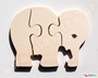Ξύλινο παζλ ελεφαντάκι 3 τεμαχίων, σε φυσικό χρώμα, ιδανικό για να το χρωματίσουν τα παιδιά στα αγαπημένα τους χρώματα.