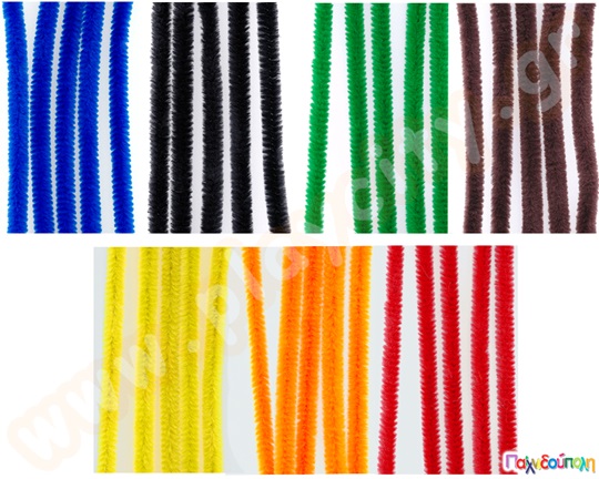 Μονόχρωμα σύρματα πίπας μήκους 30 εκατοστών, διαθέτουν 50 τεμάχια η κάθε μία, σε 8 διαφορετικά χρώματα.