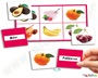Εκπαιδευτικό παιχνίδι, τύπου Λόττο, με 72  κάρτες διπλής όψης με εικόνες τροφίμων και την ονομασία τους από πίσω.