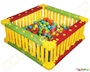 Τετράγωνος πλαστικός φράχτης - Μπαλοπισίνα, με κόκκινο, πράσινο και κίτρινο χρώμα, φράχτης παιχνιδιού για εσωτερικό και εξωτερικό χώρο.