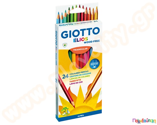 Ξυλομπογιές λετπές GIOTTO ELIOS  24 τεμάχια σε χάρτινη συσκευασία, ιδανικές για νηπιαγωγεία και ΚΔΑΠ.
