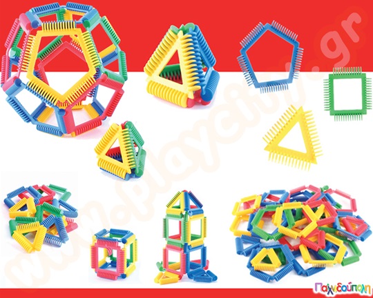 Παιδικό εκπαιδευτικό παιχνίδι κατασκευών με σφηνοτουβλάκια γεωμετρικών σχημάτων σε συσκευασία 36 τεμαχίων.