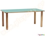 Ξύλινο παιδικό τραπέζι παραλληλόγραμμο, σε θαλασσί χρώμα, πιστοποιημένο για χρήση σε χώρους με παιδιά.