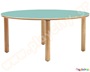Ξύλινο παιδικό τραπέζι κυκλικό, σε θαλασσί χρώμα, πιστοποιημένο για χρήση σε χώρους με παιδιά.
