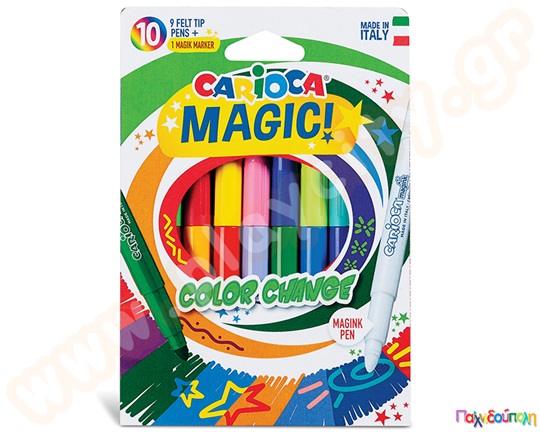 Μαρκαδόροι παιδικοί που αλλάζουν χρώμα με μαγικό τρόπο της CARIOCA σε σετ 10 τεμαχίων.
