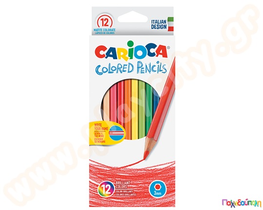 Ξυλομπογιές CARIOCA 12 τεμαχίων πολύχρωμες, ποιοτικής κατασκευής που προσφέρουν απαλό γράψιμο και φωτεινά χρώματα.