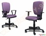 Κάθισμα εκπαιδευτικού με μπράτσα και ροδάκια σε μωβ χρώμα, με πολλές επιλογές ρυθμίσεων.