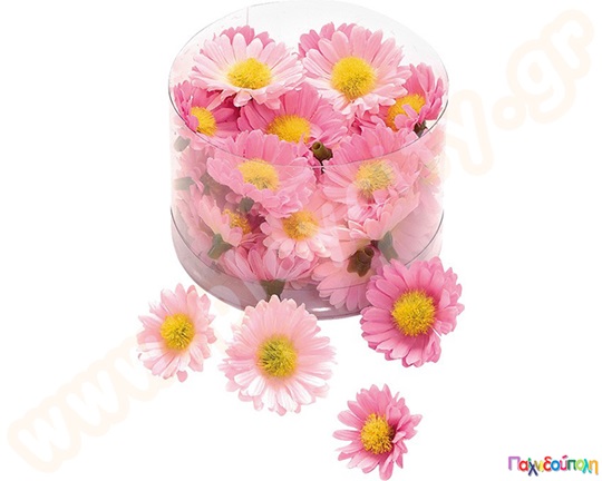 Μαργαρίτες ροζ σε συσκευασία 40 τεμαχίων, ιδανικές για χαρούμενες λουλουδάτες χειροτεχνίες.