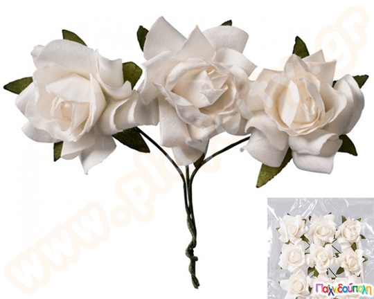 Σετ 9 λουλούδια λευκά διαμέτρου 2,5 εκατοστών, ιδανικές για χαρούμενες λουλουδάτες χειροτεχνίες.