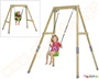 Ξύλινη παιδική κούνια ρυθμιζόμενη σε 2 ύψη από την Tp Activity Toys με πλακέ καθισματάκι και κάθισμα ασφαλείας για βρέφη.