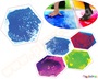 Εξάγωνα πλακάκια με υγρό gel σε σετ 4 τεμαχίων, με πολύ λαμπέρα χρώματα.