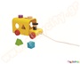Ξύλινο παιχνίδι, σετ κίτρινο λεωφορείο και 3 χρωματιστά γεωμετρικά σχήματα, ιδανικό για βρέφη 1 ετών και άνω.