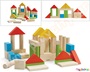 Οικοδομικό υλικό 40 τεμαχίων από την Plan toys, σε διάφορα χρώματα και σχήματα, ιδανικά για νηπιαγωγείο.