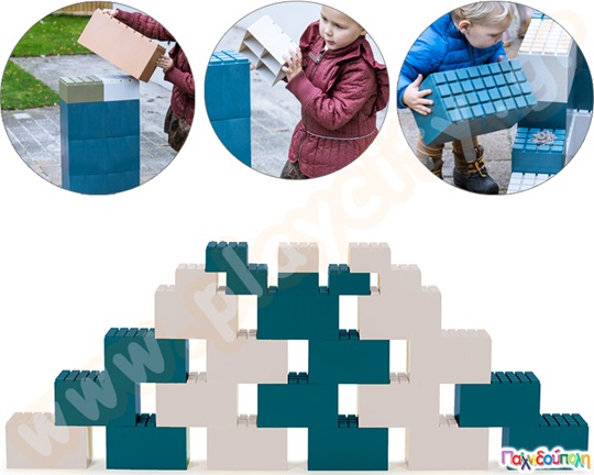 Γιγάντια τούβλα σετ 26 τεμαχίων, 18 μεγάλα και 8 μικρότερα, μπλε και γκρι χρώματος, της Dantoy.