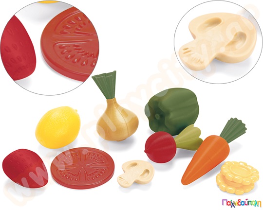 Παιδικό παιχνίδι ρόλων-μίμησης με φρούτα και λαχανικά από την Dantoy σε σετ 10 τεμαχίων.