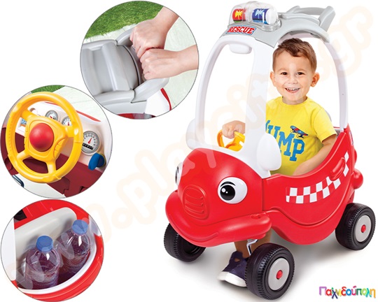 Παιδικό Αυτοκίνητο Πυροσβεστικό Coupe Grow n Up από υψηλής ποιότητας ανθεκτικά υλικά με κόκκινο και λευκό χρώμα.