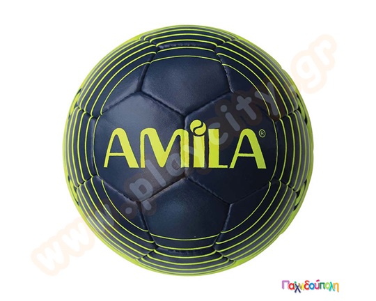 Μπάλα ποδοσφαίρου Amila, με σκούρα χρώματα, με 9 ραφές και ειδικό νήμα αδιαβροχοποιημένο.