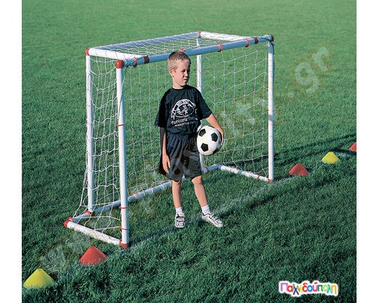 Ανθεκτική εστία ποδοσφαίρου με δίχτυ, με πλαστικό λευκό σκελετό, για εσωτερικό και εξωτερικό χώρο.