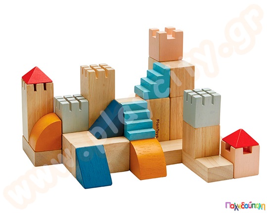 Οικοδομικό υλικό με χρωματιστά κομμάτια Plan Toys