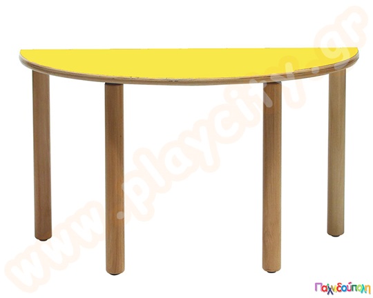 Τραπέζι ημικυκλικό ανοιχτό κίτρινο χρώμα
