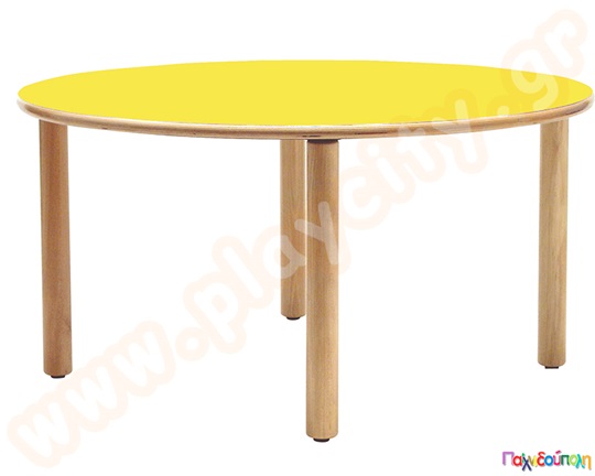 Τραπέζι κυκλικό ανοιχτό κίτρινο χρώμα
