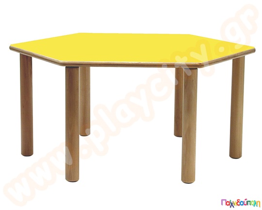 Τραπέζι εξάγωνο ανοιχτο κίτρινο χρώμα