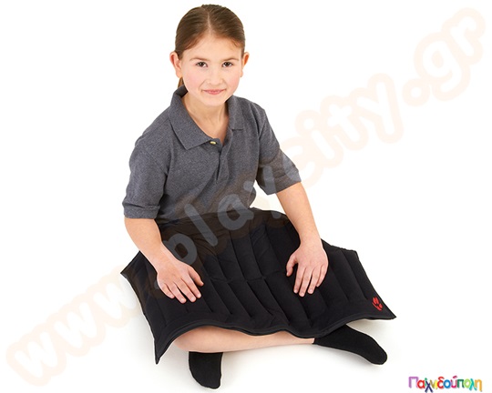 Κουβερτάκι ποδιών με αυξημένο βάρος και τρυφερό ύφασμα, που περιλαμβάνει 24 βαρίδια 200 γραμμαρίων, σε μαύρο χρώμα.
