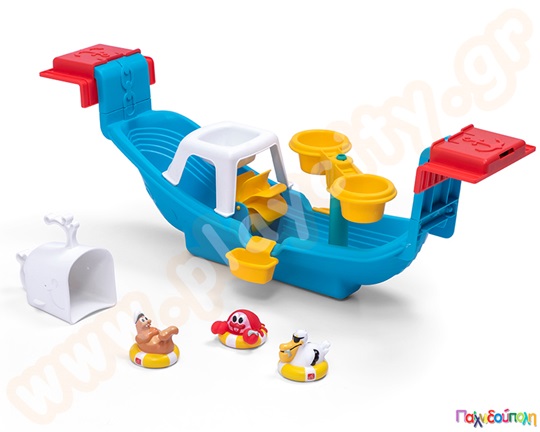 Παιδικό παιχνίδι βάρκα, ιδανικό για τοποθέτηση σε μπανιέρα, με ρυθμιζόμενες λαβές για εύκολη τοποθέτηση.