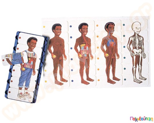 Εκπαιδευτικό παζλ ανατομίας αγοριού Αφρικής, για νηπιαγωγεία και παιδικούς σταθμούς, που δείχνει το ανθρώπινο σώμα.