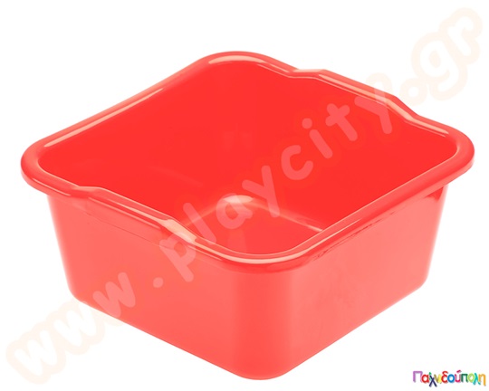 Κόκκινη πλαστική λεκάνη 36x30x14 εκατοστά, ιδανική για αποθήκευση και οργάνωση χώρου.