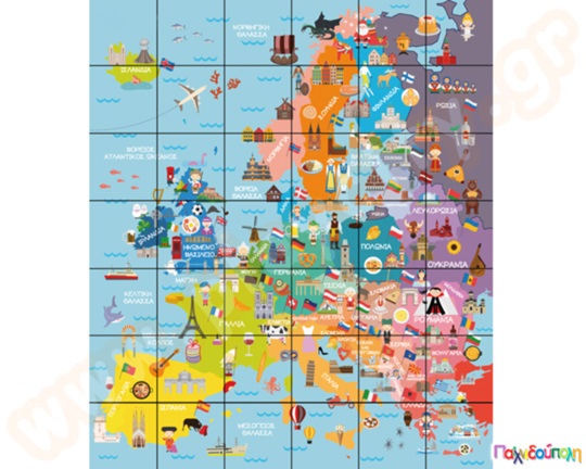 Χαλάκι για το BeeBot, ο Χάρτης της Ευρώπης με τετραγωνάκια 15 εκατοστών.