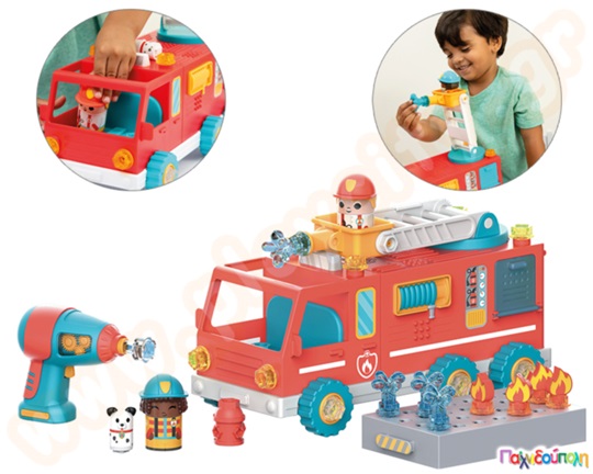 Λειτουργικό παιδικό τρυπάνι για να κατασκευάσουν το δικό τους πυροσβεστικό όχημα πλήρως.