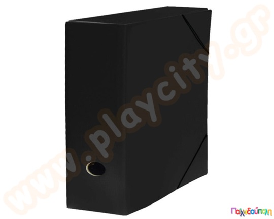 Κουτί με λάστιχο classic-υφασματόχαρτο σε μαύρο χρώμα.