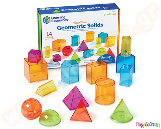 Εκπαιδευτικό παιχνίδι στεμ Ημιδιάφανα γεωμετρικά σχήματα 14 τεμάχια, ιδανικά για φωτιζόμενη επιφάνεια.